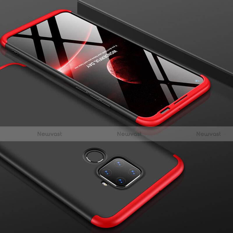 Hard Rigid Plastic Matte Finish Front and Back Cover Case 360 Degrees for Huawei Nova 5i Pro Red and Black