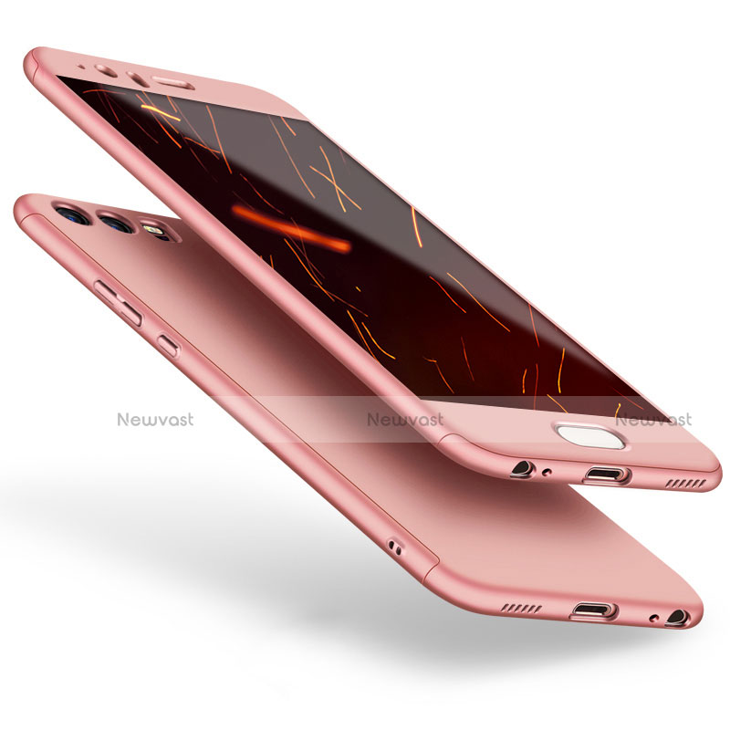 Hard Rigid Plastic Matte Finish Front and Back Cover Case 360 Degrees for Huawei P10 Plus Rose Gold