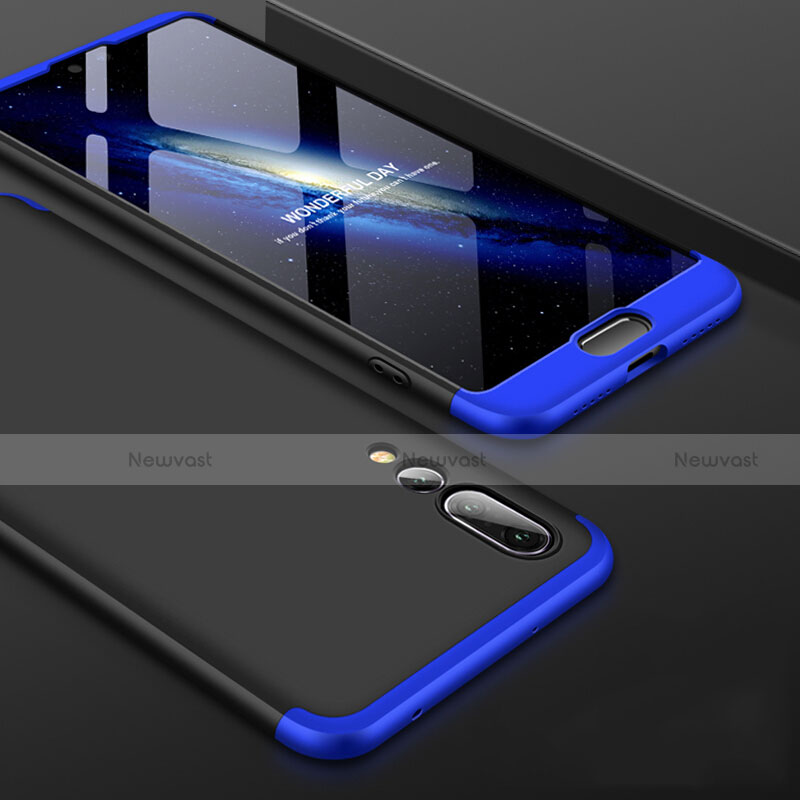 Hard Rigid Plastic Matte Finish Front and Back Cover Case 360 Degrees for Huawei P20 Pro Blue and Black