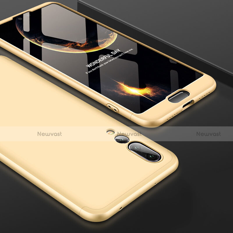 Hard Rigid Plastic Matte Finish Front and Back Cover Case 360 Degrees for Huawei P20 Pro Gold