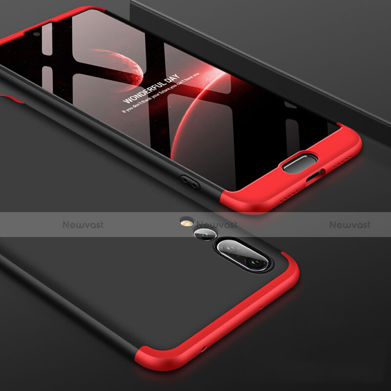 Hard Rigid Plastic Matte Finish Front and Back Cover Case 360 Degrees for Huawei P20 Pro Red and Black