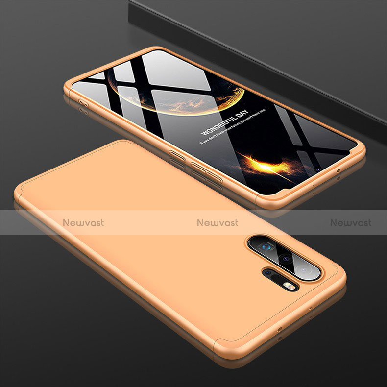 Hard Rigid Plastic Matte Finish Front and Back Cover Case 360 Degrees for Huawei P30 Pro New Edition Gold