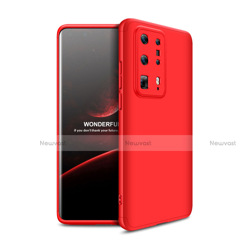 Hard Rigid Plastic Matte Finish Front and Back Cover Case 360 Degrees for Huawei P40 Pro+ Plus Red