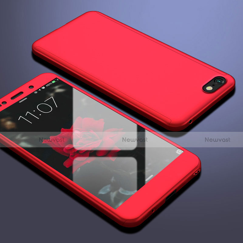 Hard Rigid Plastic Matte Finish Front and Back Cover Case 360 Degrees for Huawei Y5 Prime (2018) Red