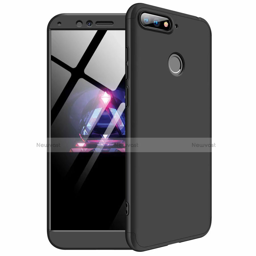 Hard Rigid Plastic Matte Finish Front and Back Cover Case 360 Degrees for Huawei Y6 (2018) Black