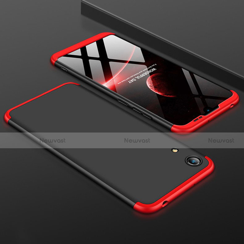 Hard Rigid Plastic Matte Finish Front and Back Cover Case 360 Degrees for Huawei Y6 (2019) Red and Black