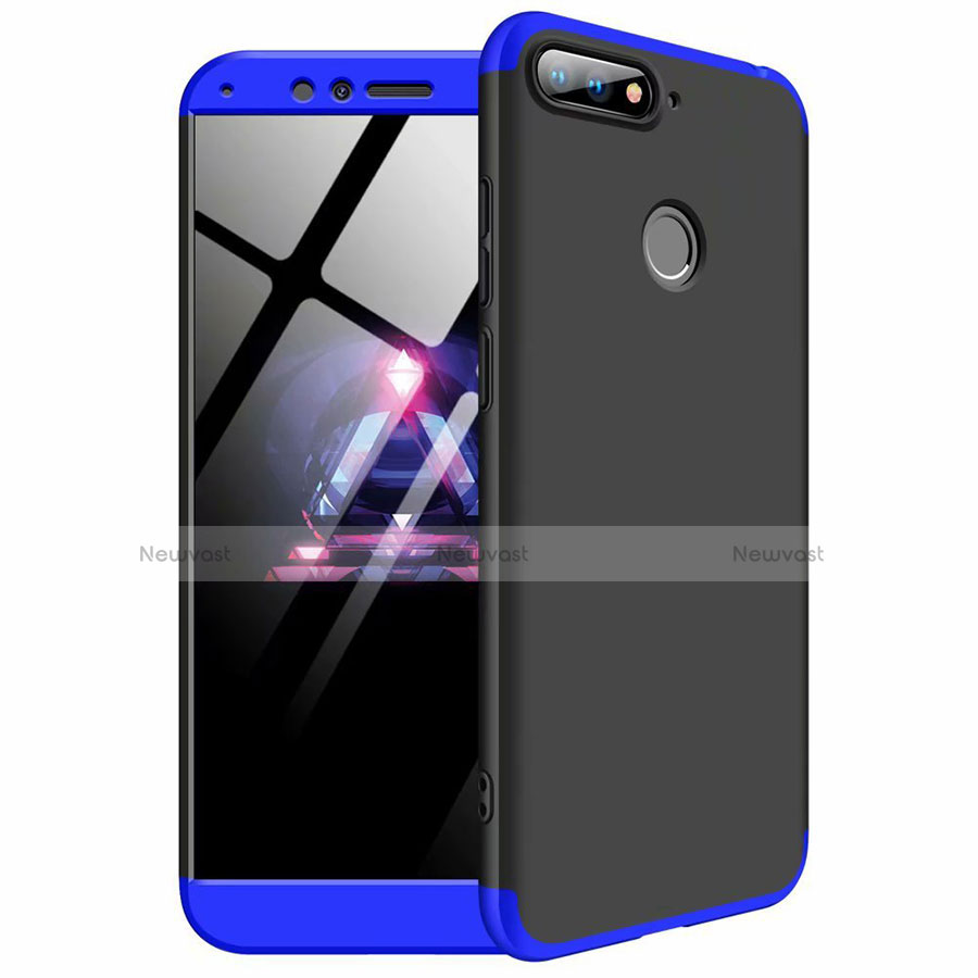 Hard Rigid Plastic Matte Finish Front and Back Cover Case 360 Degrees for Huawei Y6 Prime (2018) Blue and Black