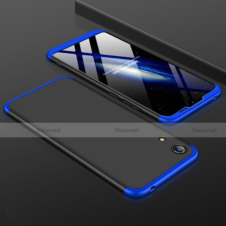 Hard Rigid Plastic Matte Finish Front and Back Cover Case 360 Degrees for Huawei Y6 Prime (2019) Blue and Black