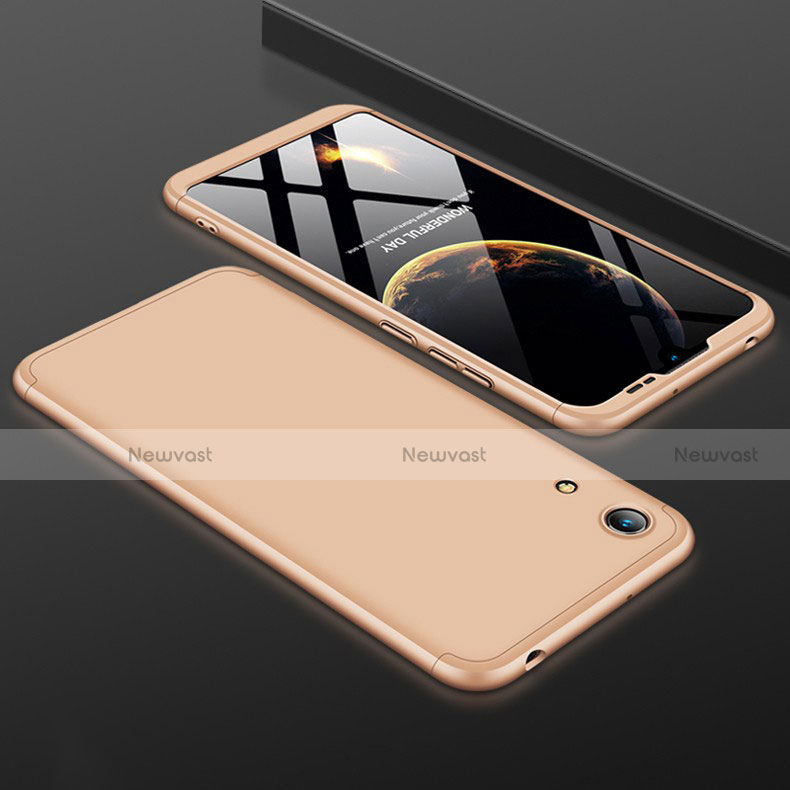 Hard Rigid Plastic Matte Finish Front and Back Cover Case 360 Degrees for Huawei Y6 Prime (2019) Gold