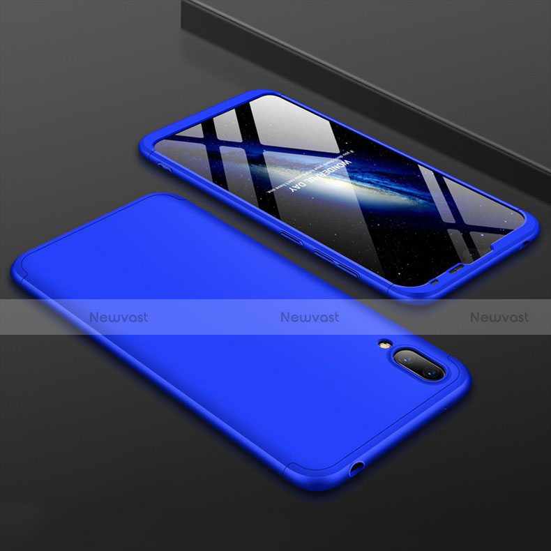 Hard Rigid Plastic Matte Finish Front and Back Cover Case 360 Degrees for Huawei Y7 Prime (2019) Blue