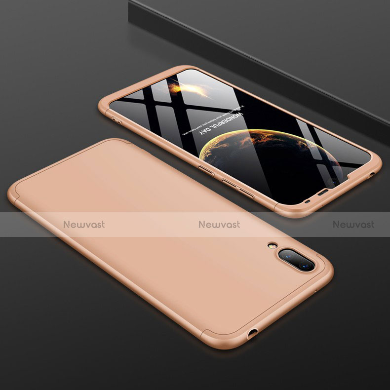 Hard Rigid Plastic Matte Finish Front and Back Cover Case 360 Degrees for Huawei Y7 Prime (2019) Gold