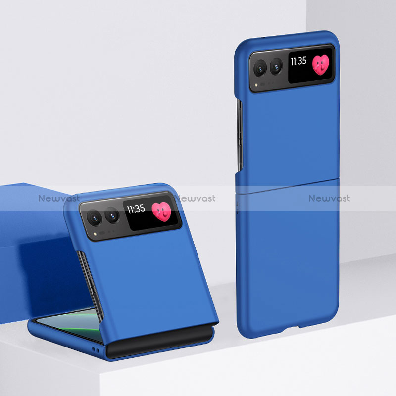 Hard Rigid Plastic Matte Finish Front and Back Cover Case 360 Degrees for Motorola Moto Razr 40 5G Blue