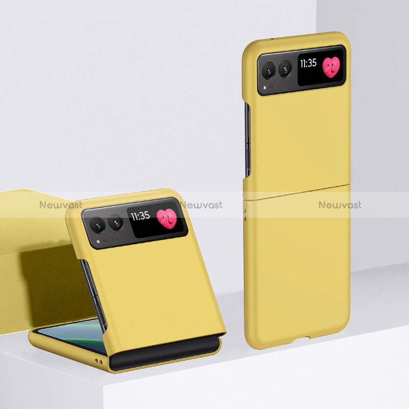 Hard Rigid Plastic Matte Finish Front and Back Cover Case 360 Degrees for Motorola Moto Razr 40 5G Yellow