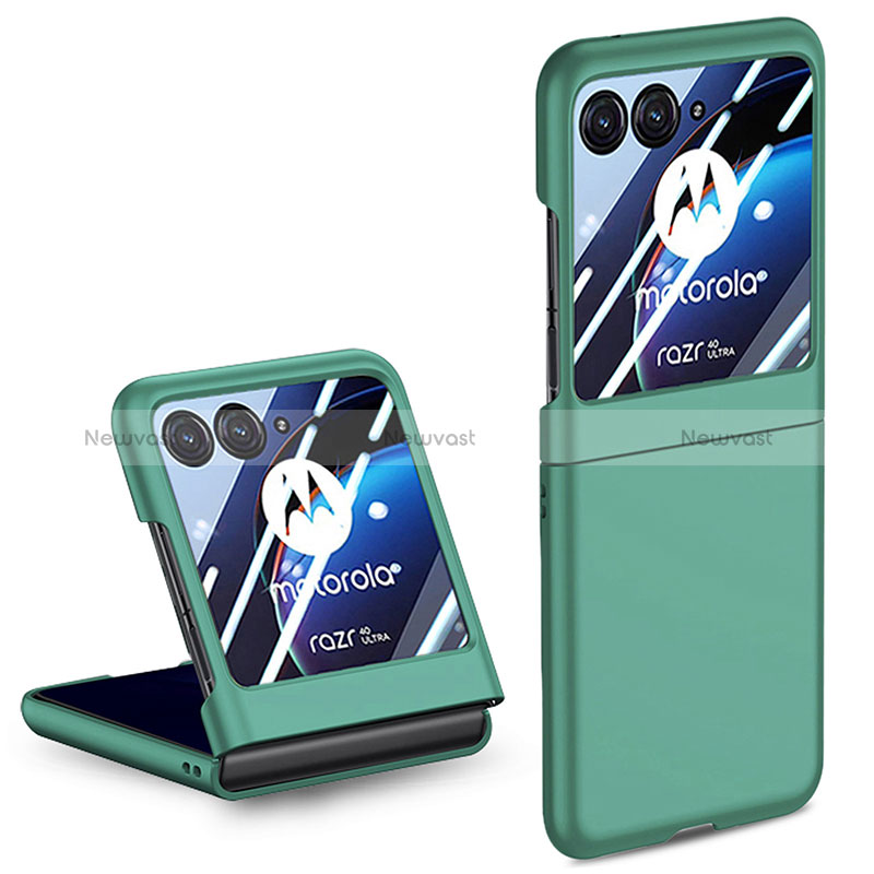 Hard Rigid Plastic Matte Finish Front and Back Cover Case 360 Degrees for Motorola Moto Razr 40 Ultra 5G Green