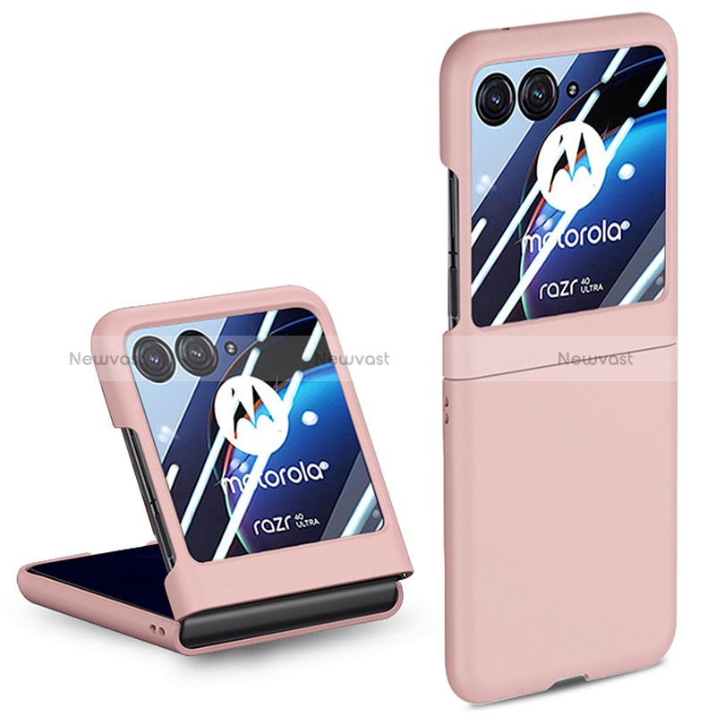 Hard Rigid Plastic Matte Finish Front and Back Cover Case 360 Degrees for Motorola Moto Razr 40 Ultra 5G Rose Gold