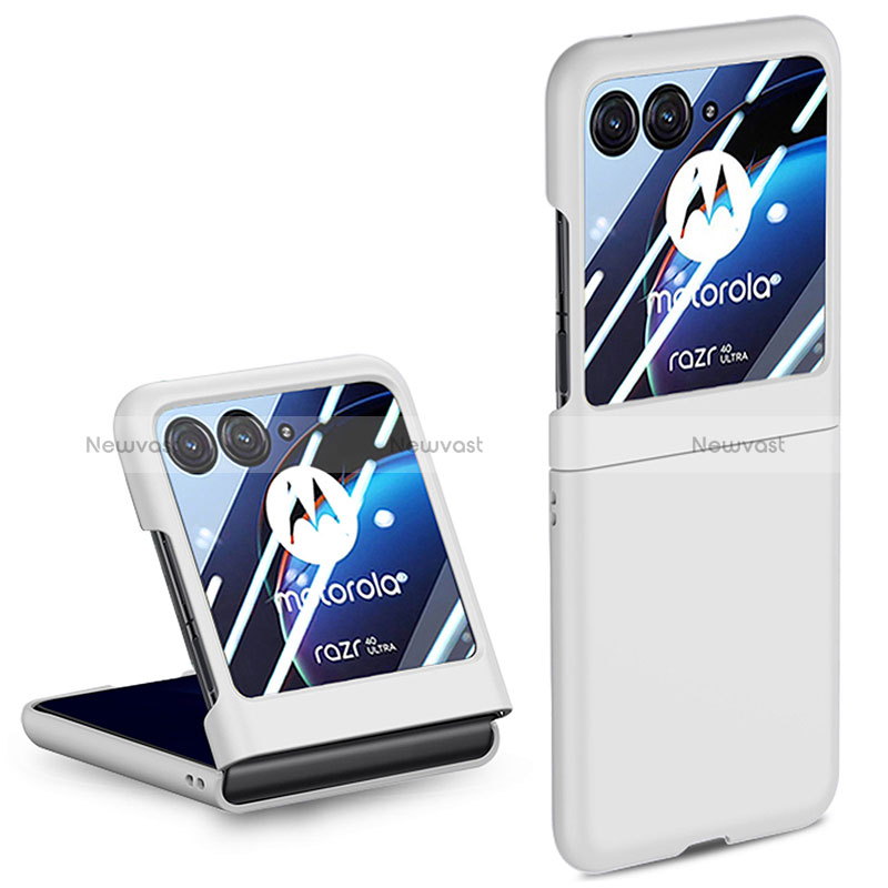 Hard Rigid Plastic Matte Finish Front and Back Cover Case 360 Degrees for Motorola Moto Razr 40 Ultra 5G White