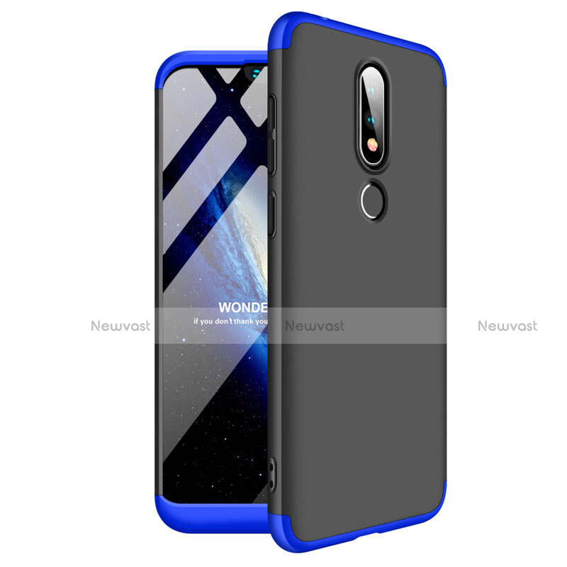 Hard Rigid Plastic Matte Finish Front and Back Cover Case 360 Degrees for Nokia 6.1 Plus Blue and Black