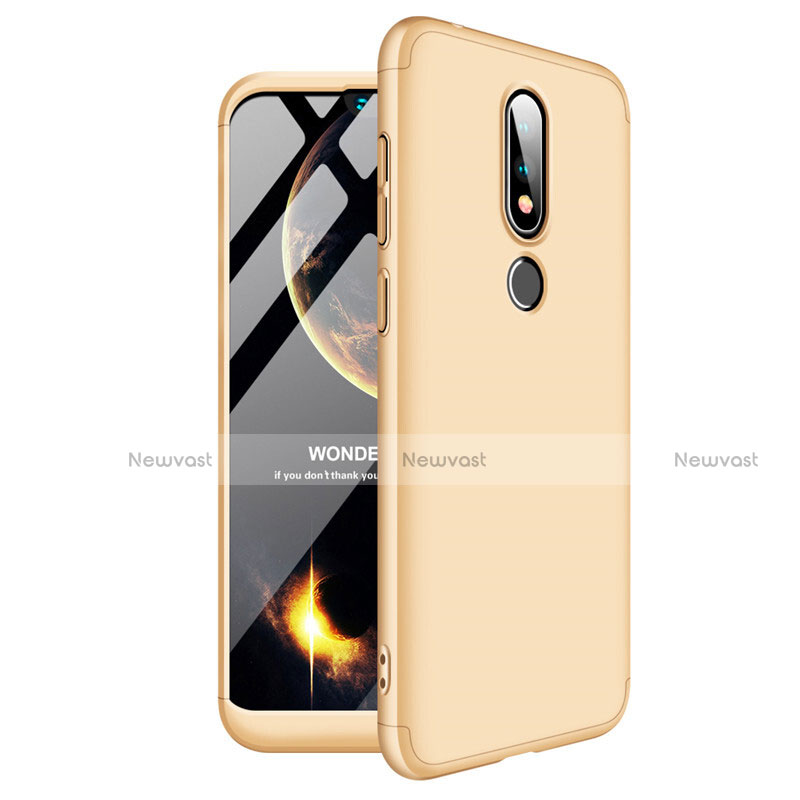 Hard Rigid Plastic Matte Finish Front and Back Cover Case 360 Degrees for Nokia 6.1 Plus Gold