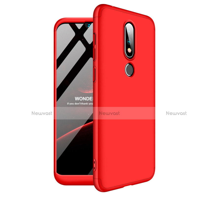 Hard Rigid Plastic Matte Finish Front and Back Cover Case 360 Degrees for Nokia 6.1 Plus Red