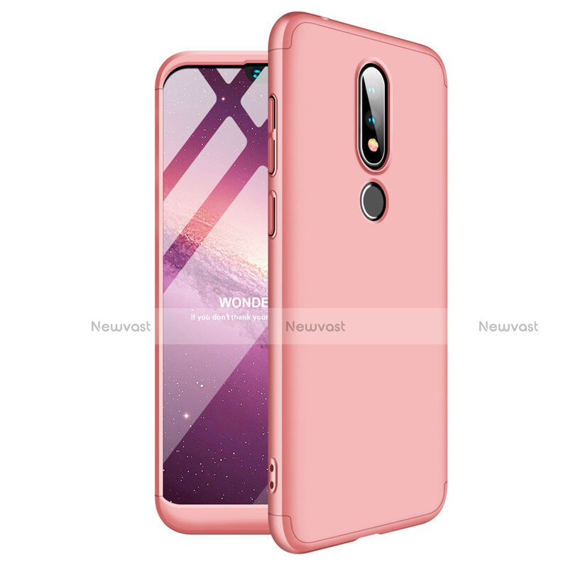 Hard Rigid Plastic Matte Finish Front and Back Cover Case 360 Degrees for Nokia 6.1 Plus Rose Gold