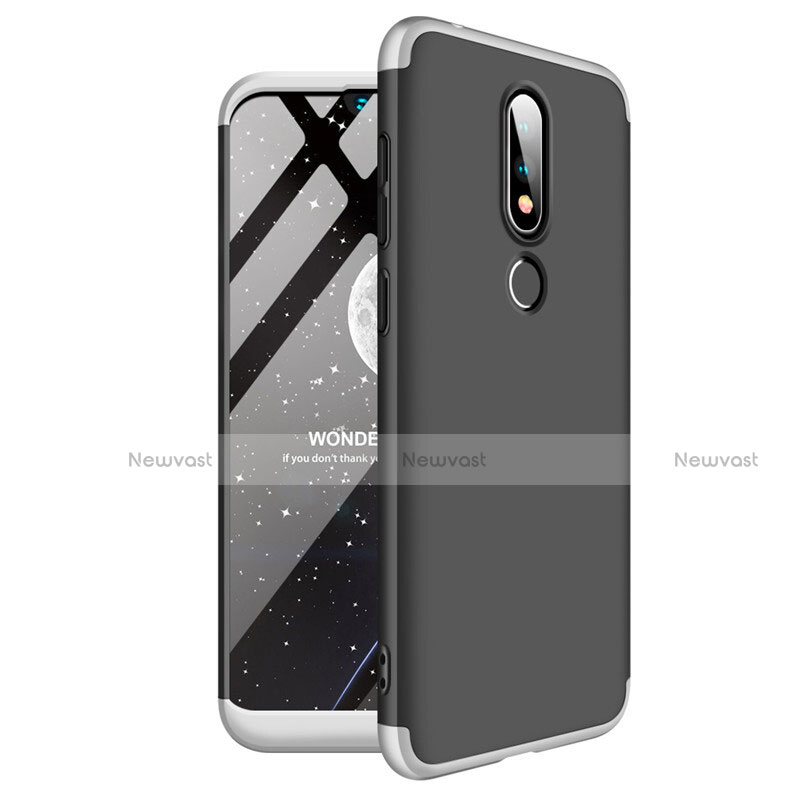 Hard Rigid Plastic Matte Finish Front and Back Cover Case 360 Degrees for Nokia 6.1 Plus Silver