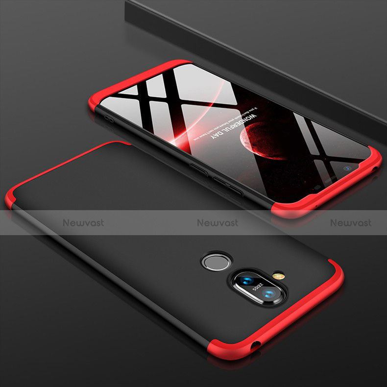 Hard Rigid Plastic Matte Finish Front and Back Cover Case 360 Degrees for Nokia X7 Red and Black