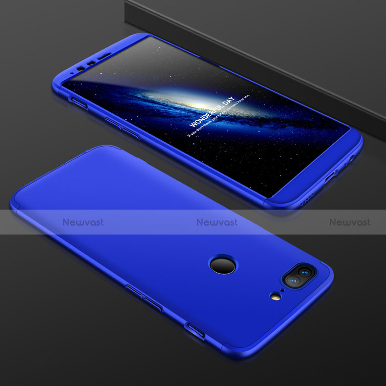 Hard Rigid Plastic Matte Finish Front and Back Cover Case 360 Degrees for OnePlus 5T A5010 Blue