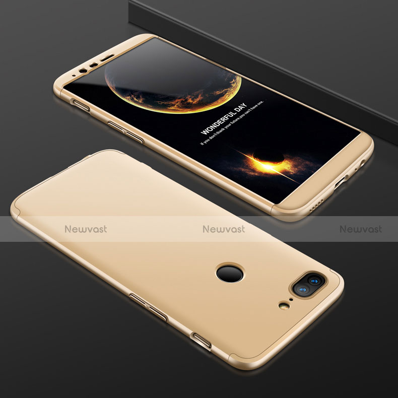 Hard Rigid Plastic Matte Finish Front and Back Cover Case 360 Degrees for OnePlus 5T A5010 Gold