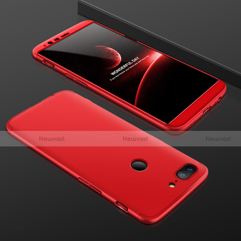 Hard Rigid Plastic Matte Finish Front and Back Cover Case 360 Degrees for OnePlus 5T A5010 Red