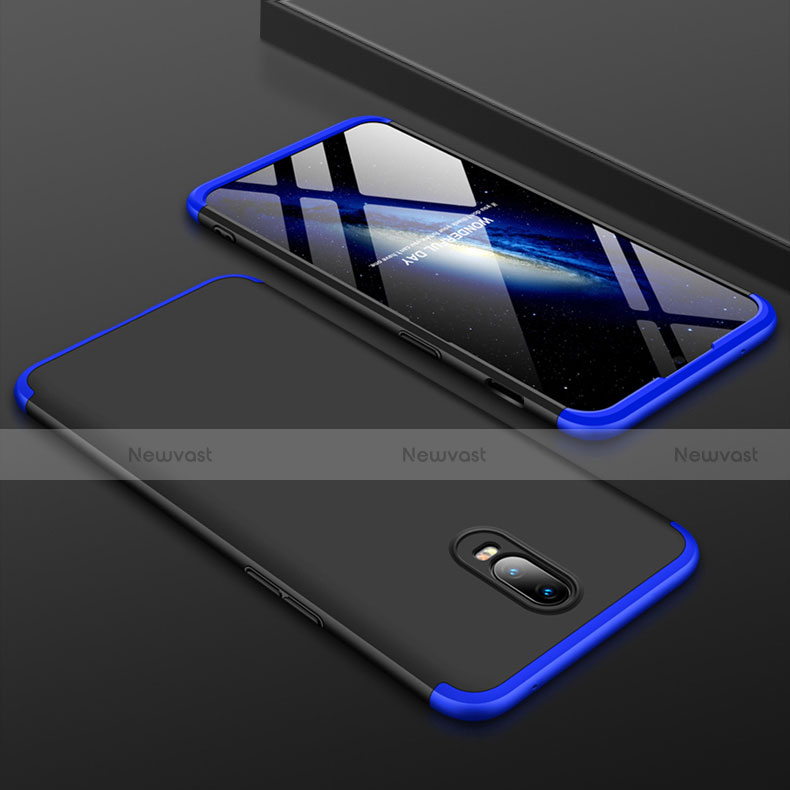 Hard Rigid Plastic Matte Finish Front and Back Cover Case 360 Degrees for OnePlus 6T Blue and Black