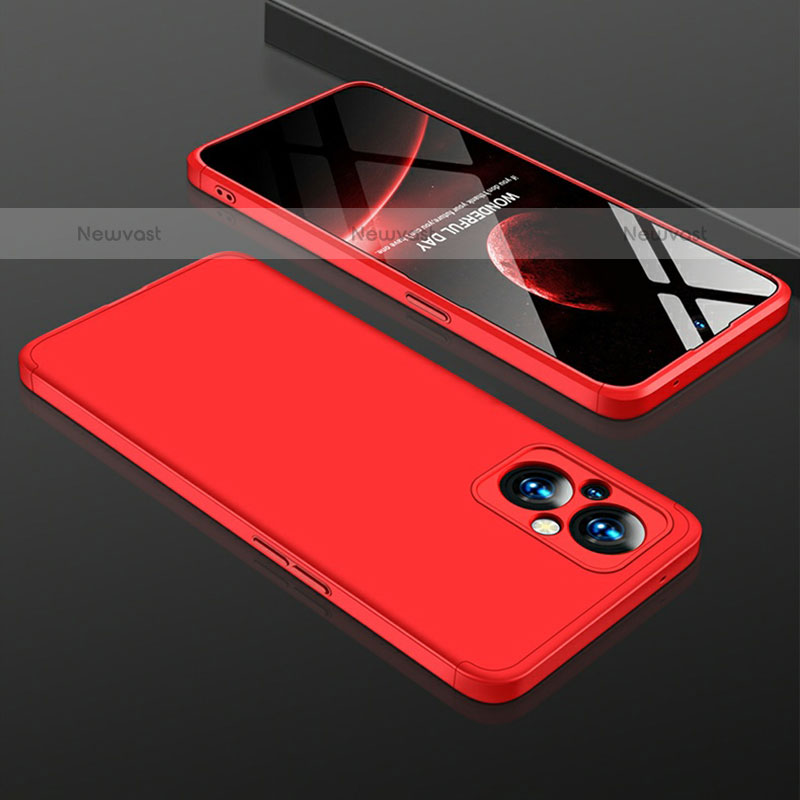 Hard Rigid Plastic Matte Finish Front and Back Cover Case 360 Degrees for OnePlus Nord N20 5G Red