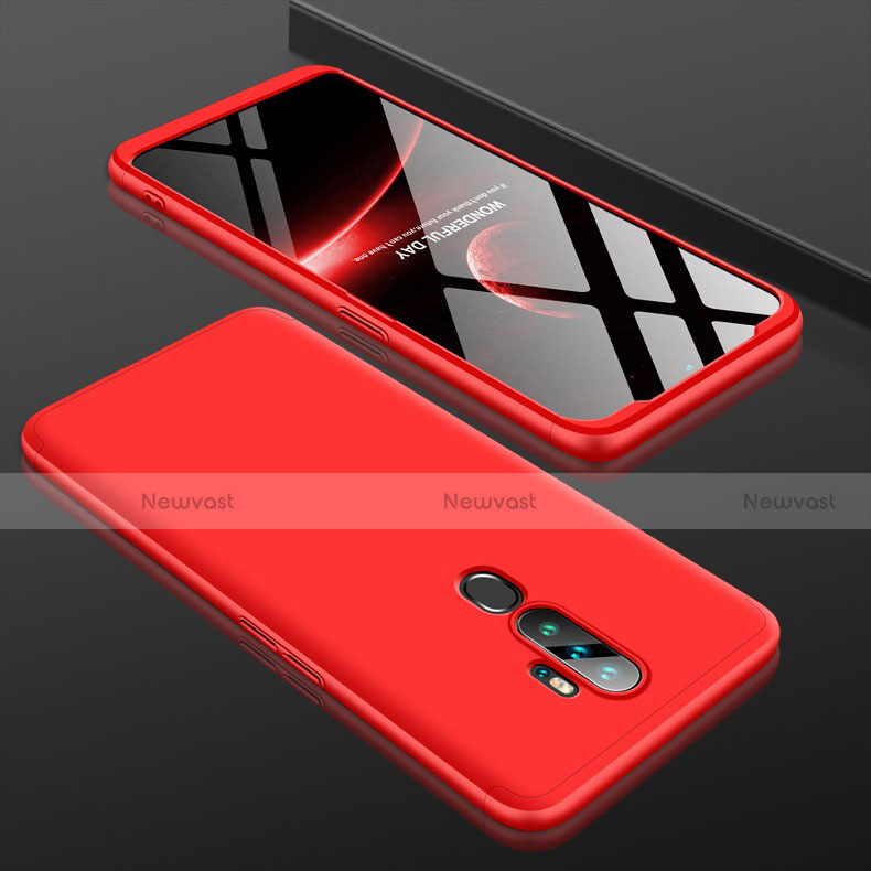 Hard Rigid Plastic Matte Finish Front and Back Cover Case 360 Degrees for Oppo A11 Red