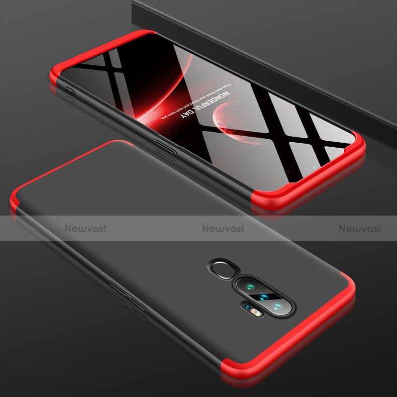 Hard Rigid Plastic Matte Finish Front and Back Cover Case 360 Degrees for Oppo A11 Red and Black