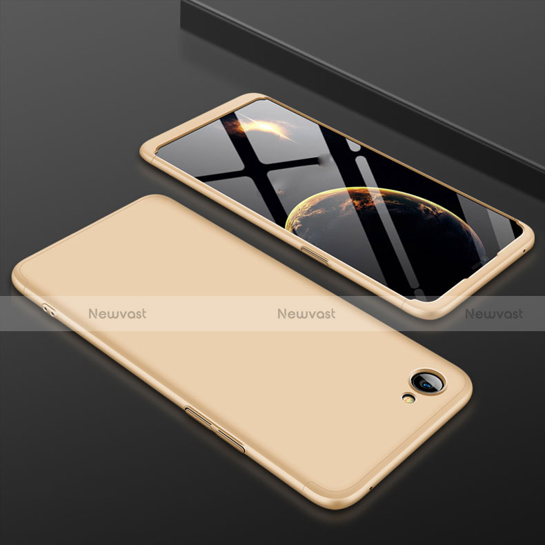 Hard Rigid Plastic Matte Finish Front and Back Cover Case 360 Degrees for Oppo A3 Gold