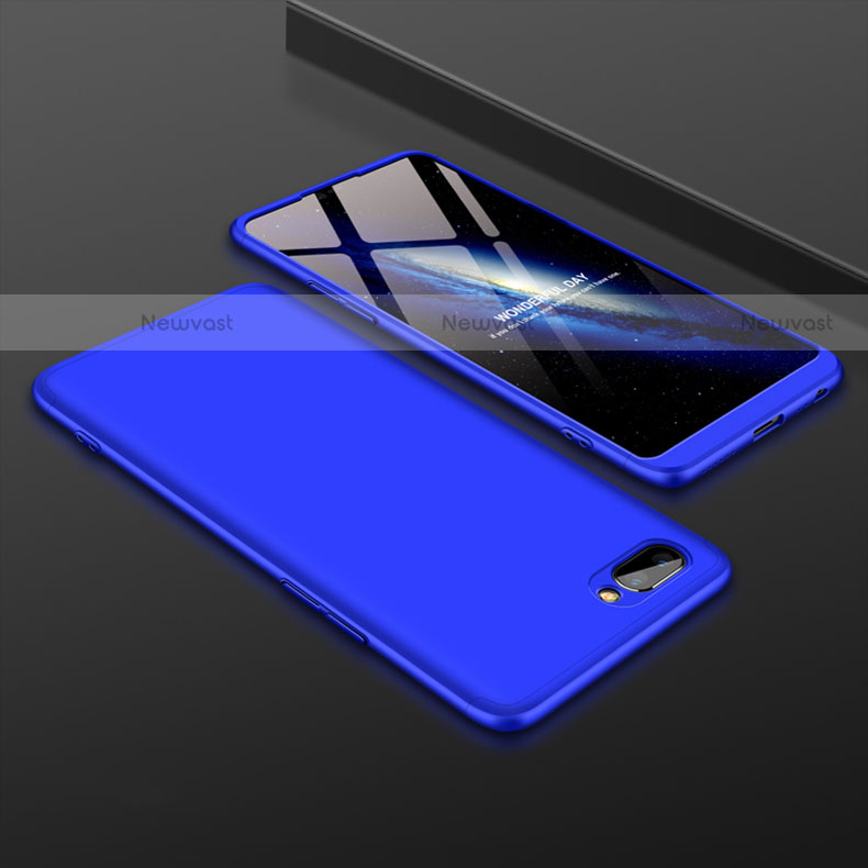 Hard Rigid Plastic Matte Finish Front and Back Cover Case 360 Degrees for Oppo A5 Blue