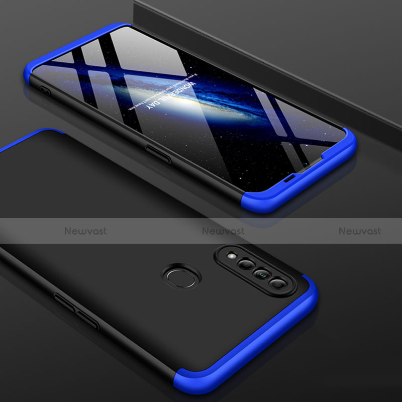 Hard Rigid Plastic Matte Finish Front and Back Cover Case 360 Degrees for Oppo A8 Blue and Black