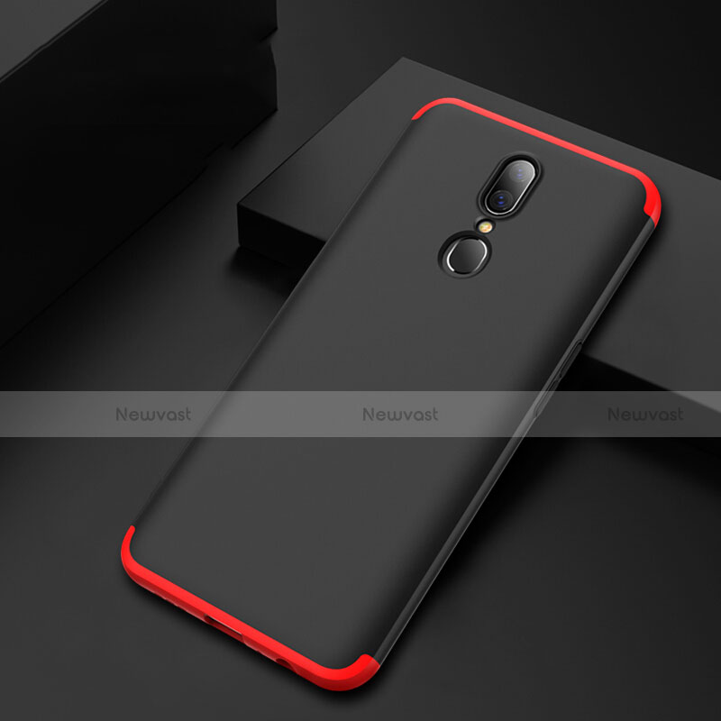 Hard Rigid Plastic Matte Finish Front and Back Cover Case 360 Degrees for Oppo A9 Red and Black