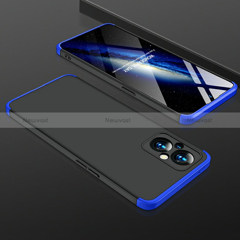 Hard Rigid Plastic Matte Finish Front and Back Cover Case 360 Degrees for Oppo A96 5G Blue and Black