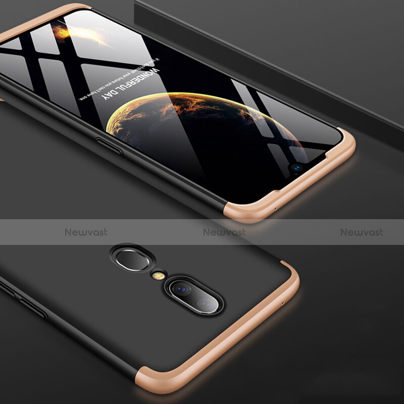 Hard Rigid Plastic Matte Finish Front and Back Cover Case 360 Degrees for Oppo A9X Gold and Black