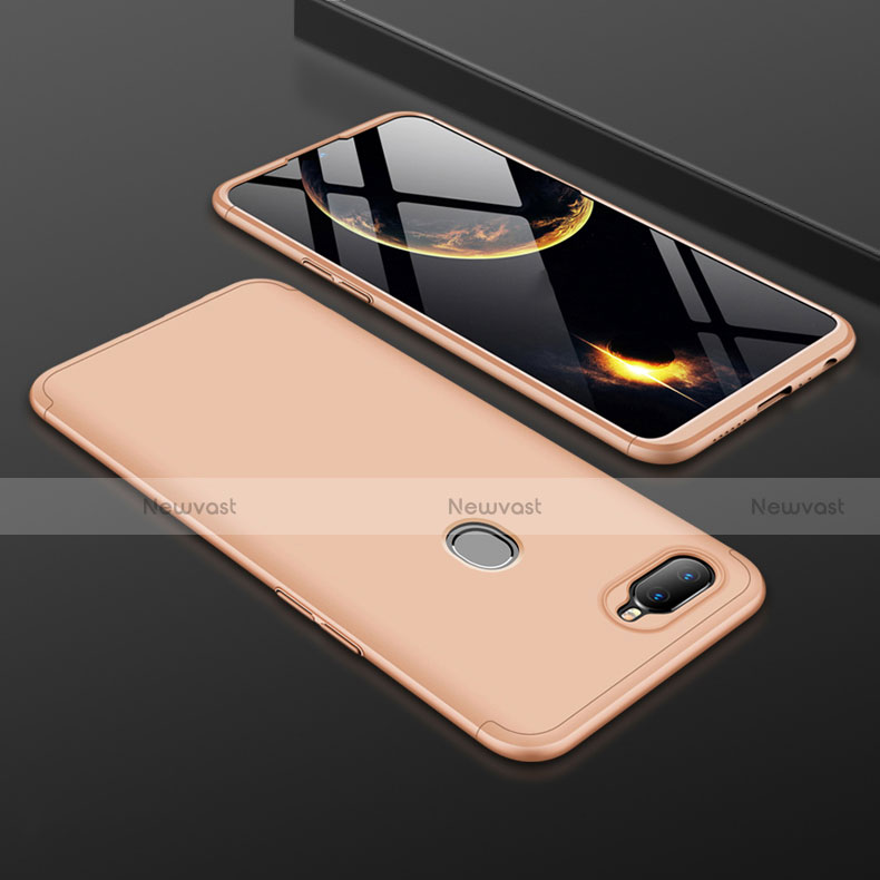 Hard Rigid Plastic Matte Finish Front and Back Cover Case 360 Degrees for Oppo AX7 Gold