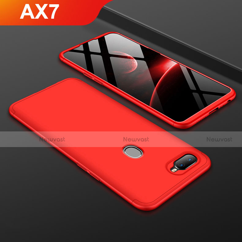 Hard Rigid Plastic Matte Finish Front and Back Cover Case 360 Degrees for Oppo AX7 Red