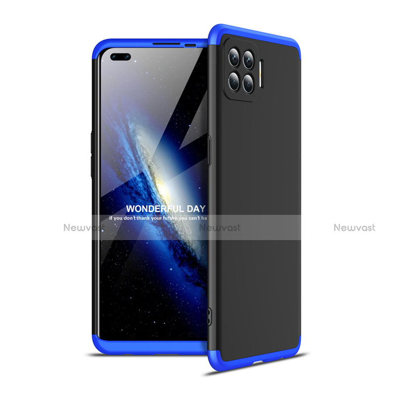 Hard Rigid Plastic Matte Finish Front and Back Cover Case 360 Degrees for Oppo F17 Pro Blue and Black