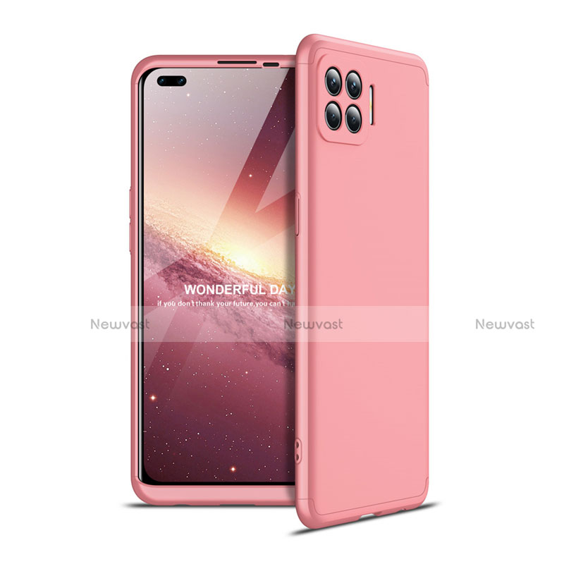 Hard Rigid Plastic Matte Finish Front and Back Cover Case 360 Degrees for Oppo F17 Pro Rose Gold