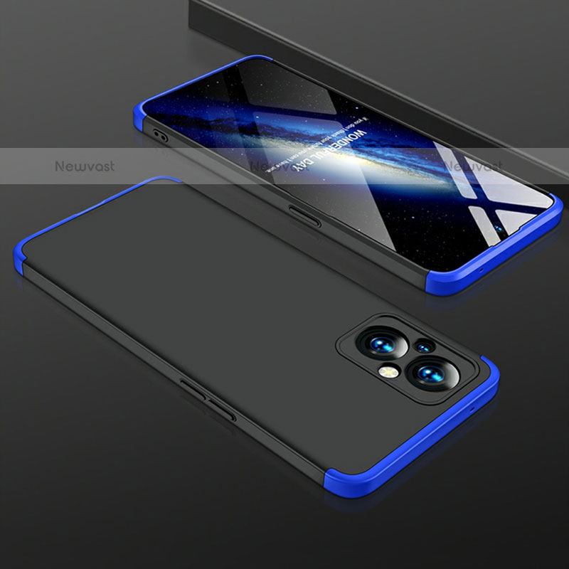 Hard Rigid Plastic Matte Finish Front and Back Cover Case 360 Degrees for Oppo F21 Pro 5G Blue and Black