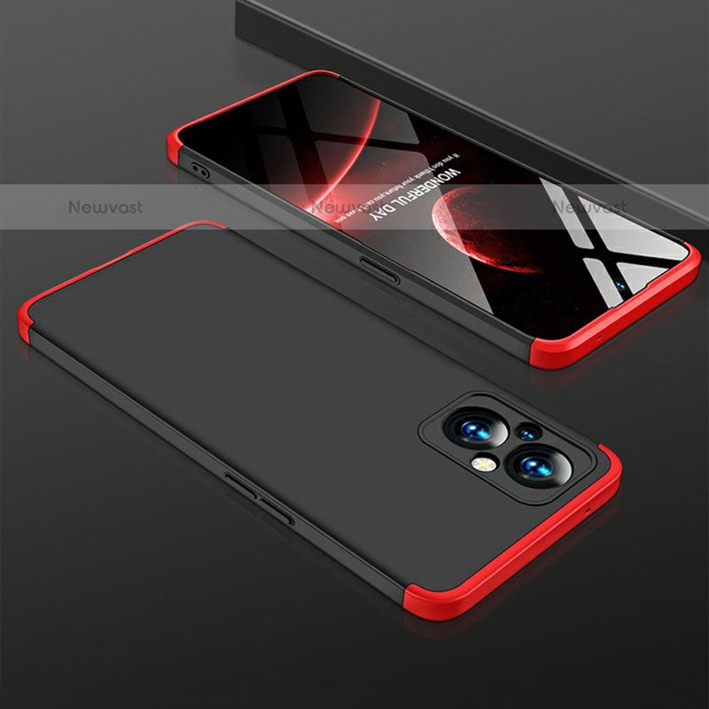 Hard Rigid Plastic Matte Finish Front and Back Cover Case 360 Degrees for Oppo F21 Pro 5G Red and Black