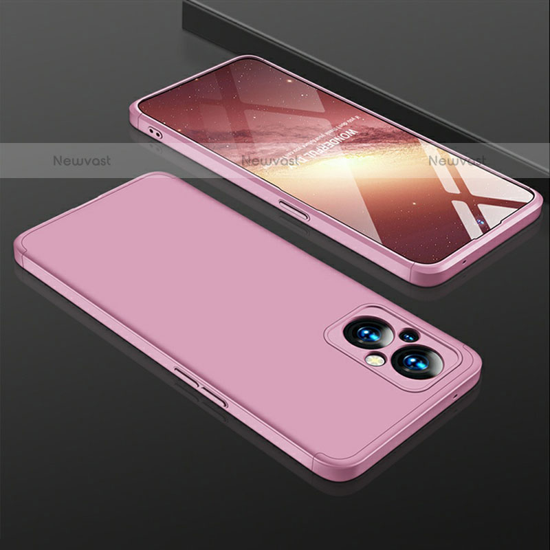 Hard Rigid Plastic Matte Finish Front and Back Cover Case 360 Degrees for Oppo F21 Pro 5G Rose Gold