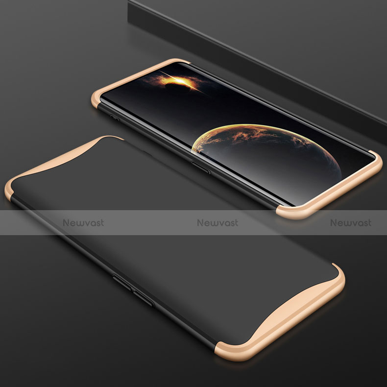 Hard Rigid Plastic Matte Finish Front and Back Cover Case 360 Degrees for Oppo Find X Gold and Black