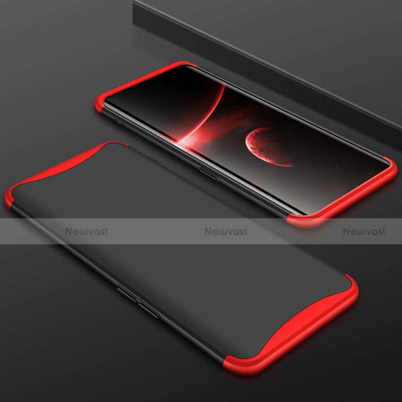 Hard Rigid Plastic Matte Finish Front and Back Cover Case 360 Degrees for Oppo Find X Red and Black