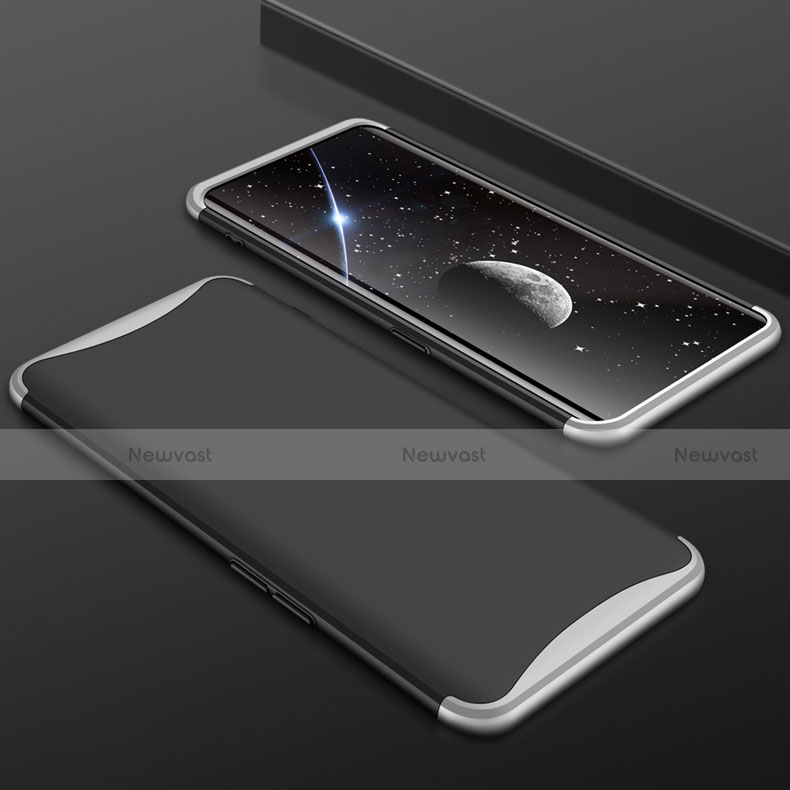 Hard Rigid Plastic Matte Finish Front and Back Cover Case 360 Degrees for Oppo Find X Silver