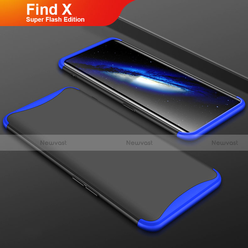 Hard Rigid Plastic Matte Finish Front and Back Cover Case 360 Degrees for Oppo Find X Super Flash Edition Blue and Black